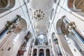 interior dome and looking up into a old gothic uniate church ceiling