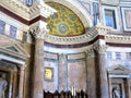 Interior and dome of the Pantheon temple of all pagan gods in Rome. Royalty Free Stock Photo