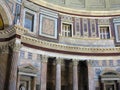 Interior and dome of the Pantheon temple of all pagan gods in Rome. Royalty Free Stock Photo