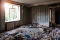 Interior of domestic room of abandoned forsaken apartment house