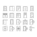 Interior Doors Types Collection Icons Set Vector .