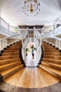 Interior double stairs of a historical mansion building estate in Ankara, Turkey Royalty Free Stock Photo