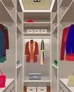 Interior dressing room. Boxes, clothes bags and hat Royalty Free Stock Photo