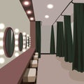 Interior dressing room cartoon. Royalty Free Stock Photo