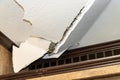 Interior drywall damage to ceiling Royalty Free Stock Photo