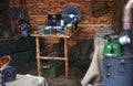 Interior of dugout Soviet soldiers during second world war, reconstruction