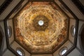 Painted decorated ceiling in the Cathedral Santa Maria del Fiore, Florence, Italy. Royalty Free Stock Photo