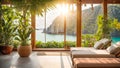 interior home villa eco-friendly concept , vacation palm beautiful sunny green design exotic