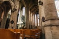 Interior of Eglise Notre Dame du Sablon in Brussels, Belgium