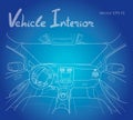 Interior of electromobile with automatic gearbox vector illustration