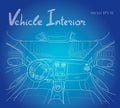 Interior of electromobile with automatic gearbox. Vector illustration