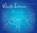 Interior of electromobile with automatic gearbox. Vector illustration