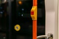 Interior elements of public transport on a blurred background Royalty Free Stock Photo
