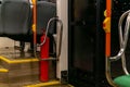 Interior elements of public transport on a blurred background Royalty Free Stock Photo