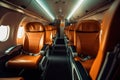 Interior of a empty airplane with leather seats