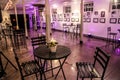 Interior of Empty Bistro Restaurant with purple lighting effect