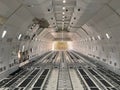 Interior of an empty cargo hold of an airplane
