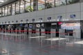 Interior with empty check-in lines on Dalaman Airport