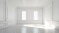 Interior of empty white classic room in the morning. - Generative ai. Royalty Free Stock Photo