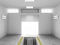 Interior of an empty garage, with an open repair pit. 3d illustration Royalty Free Stock Photo