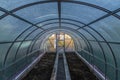 Interior of empty greenhouse before spring with concrete walls