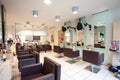 Interior of an empty hair salon showing the decor