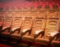 Interior of empty hall with brown arm chairs