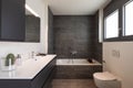 Interior of an empty and luxurious modern bathroom, nobody inside. It`s a private home Royalty Free Stock Photo