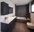 Interior of an empty and luxurious modern bathroom, nobody inside. It`s a private home Royalty Free Stock Photo