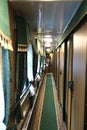 Interior of empty retro train carriage