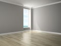 Interior of empty room with sea view 3D rendering Royalty Free Stock Photo