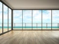 Interior of empty room with sea view 3D rendering Royalty Free Stock Photo