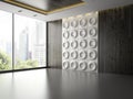 Interior of empty room with wall panel 3D rendering 2 Royalty Free Stock Photo