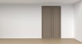 Interior empty room with wood door and brown floor in 3d rendering Royalty Free Stock Photo