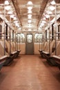 Interior of empty Sankt Petersburg subway car. Royalty Free Stock Photo