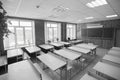 Interior of an empty school classroom. Concept of coronavirus COVID-19 quarantine in schools and educational institutions Royalty Free Stock Photo