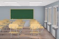 Interior empty school classroom. 3d illustration. Back to school Royalty Free Stock Photo