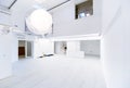 Interior of empty stylish modern open space two level apartment