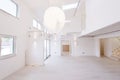 Interior of empty stylish modern open space two level apartment