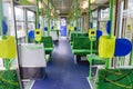 Interior of an empty tram in Melbourne