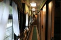 Interior of empty vintage train carriage Royalty Free Stock Photo