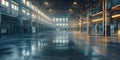 Interior of an empty warehouse for industrial background banner. Concept Warehouse Interior, Royalty Free Stock Photo