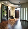 Interior of entrance hall with sleeping dog