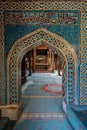 The interior of Esrefoglu Mosque in Konya Beysehir with its wooden columns and carpets Royalty Free Stock Photo