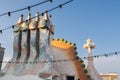 Interior of Famous Casa Batllo in Barcelona - Detail of the Chimney on the Roof, Spain