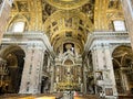 Interior of the famous Church of Gesu Nuovo (Italian: New Jesus), Jesuit Basilica. Naples, Italy