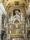 Interior of the famous Church of Gesu Nuovo (Italian: New Jesus), Jesuit Basilica. Naples, Italy