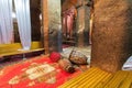 Interior of Debre Libanos, monastery in Ethiopia Royalty Free Stock Photo