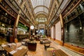 Interior of the famous ornate city passage Paris Courtyard in Budapest, Hungary.