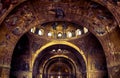 Interior of famous San Marco or St Mark`s Basilica, it is great old landmark of city. Beautiful wall mosaic inside St Mark`s Royalty Free Stock Photo